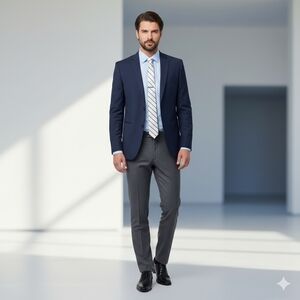 Nautica Gray and Blue Striped Tie Classic Design